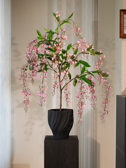 Blue and Pink Silk Jasmine Artificial Green Plant Fake Flower for Living and Dining Room, High-End Realistic Touch, Small Vintage Decorative Ornament