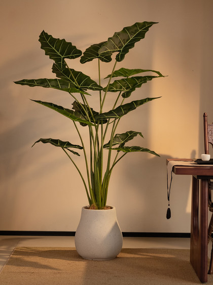 High-End Large Artificial Green Plant, Fake Potted Plant, Realistic Atmosphere for Living Room and Tea Room