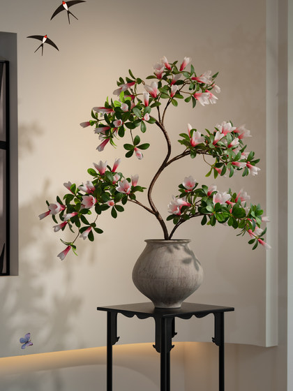 Simulated Wet-Look Entryway Bonsai, High-Quality Decorative Fake Floral Arrangements, Luxury and Realistic Decorations for Living Room and Tea Room
