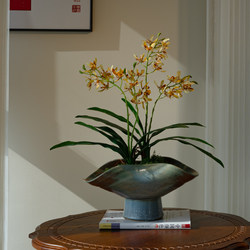 Artificial Orchid Flower in a Tall Pot, Fake Decoration for Entrance, Tea Room, New Chinese Style, Song Dynasty Aesthetics, Desktop Decoration
