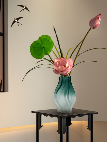 Simulated Lotus Flower Decorations in Chinese Style, Sòng Dynasty Aesthetics, High-End Living Room Dining Table Tv Cabinet Ornaments, Realistic Ru Porcelain