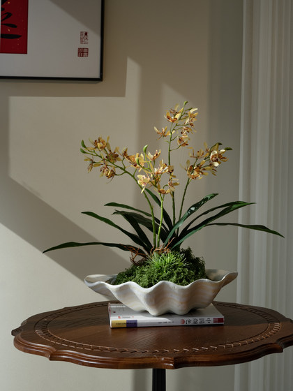 Artificial Orchid Flower in a Tall Pot, Fake Decoration for Entrance, Tea Room, New Chinese Style, Song Dynasty Aesthetics, Desktop Decoration