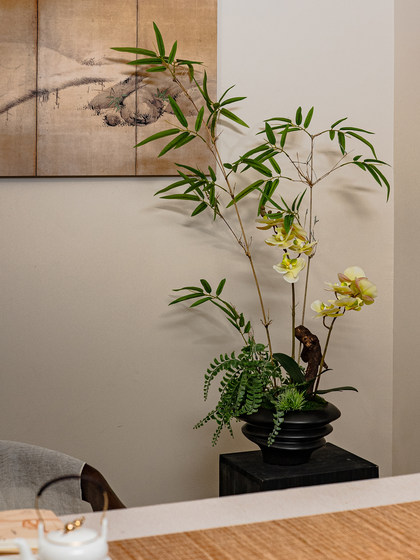 Bamboo Phalaenopsis Bonsai Artificial Green Plant Fake Flower Song-Style High-End Realistic Chinese Tea Room Zen Decorative Ornament