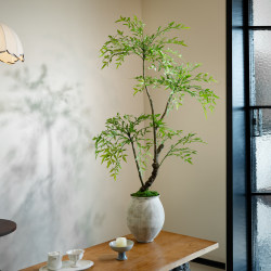Artificial Green Plant with a High-End Feel, Suitable for Living Room and Tea Room, Potted Fake Flowers, Decorative Ornaments, Soft Decoration, Song Dynasty Aesthetics