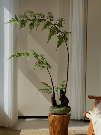 Faux Fern Potted Plant, Artificial Flowers, New Chinese-Style Tea Room Decoration, Zen-Inspired High-End Vintage Atmosphere
