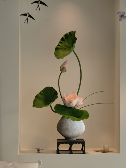 Lotus Artificial Flower Bonsai, High-End and Realistic, Suitable for Entrance, Tea Room, Song Dynasty Aesthetic Decoration, New Chinese-Style Living and Dining Room