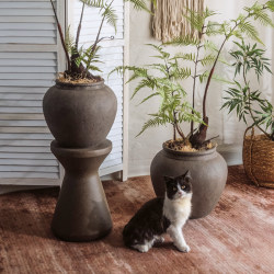 Haihong Jingpin Vintage Flower Pot, Magnesium Clay Round Large Pottery Jar, Garden Villa Floor-Standing, Serene Style Large Flower Vessel
