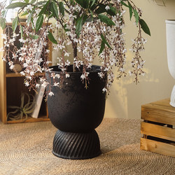 Haihong Jingpin Magnesium Clay Tall Flower Pot Creative High-End Light Luxury Living Room Courtyard Villa Floor-Standing Green Plant Flower Container Decoration