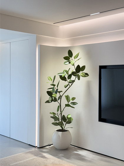 Haihong Jingpin Alpine Ficus simulated green plant PU raw high-end light luxury living room indoor fake flower tree large floor-standing potted plant