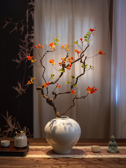 Simulated Green Plants from Haihongjingpin Mountain, Light Luxury High-End Living Room Dining Table Tea Room Decoration, Wabi-Sabi Style Zen Ornaments