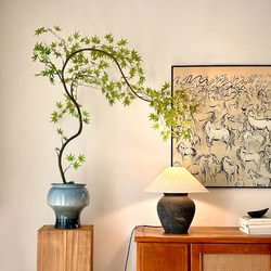 Flowing Spring Maple Artificial Green Plant High-End Ancient Style New Chinese Style Fake Flower Tea Room Decoration Zen Entrance Small Bonsai Ornament