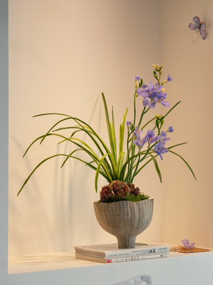 Simulated Orchid Bonsai Decorative Ornaments, Song Dynasty Aesthetics, Tea Room Tabletop, High-End, Realistic, Song Dynasty Aesthetics, New Chinese Style