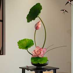 Lotus Artificial Bonsai, High-End and Realistic, Suitable for Tea Rooms, Dining Tables, and Entryways, Small Potted Plant, Fake Song Dynasty Aesthetic Decorative Ornament