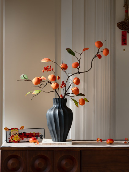 Persimmon-Shaped New Year's Flower Arrangement, Realistic High-End Artificial Persimmons, Living Room Decorations, Everything Goes Well, New Year Bouquet