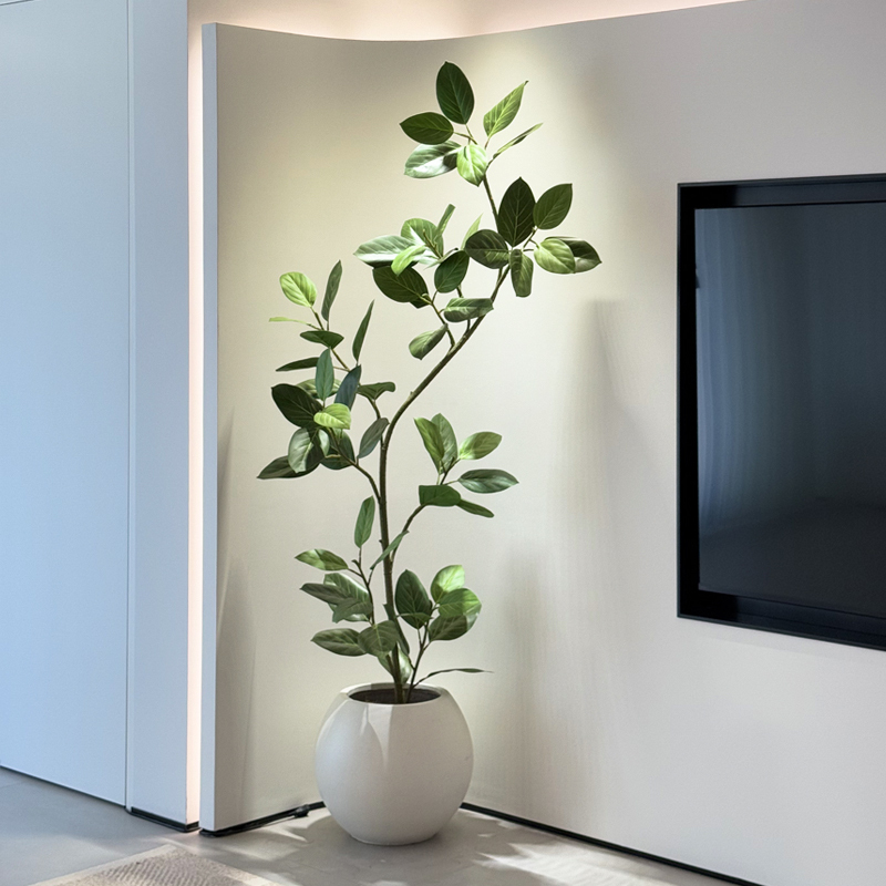 Haohong Jingpin High-Mountain Banyan Artificial Green Plant Pu High-End Light Luxury Living Room Indoor Fake Flower Tree Large Floor-Standing Potted Plant