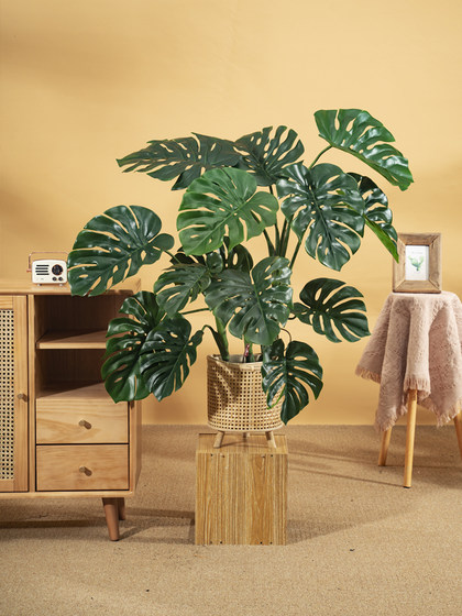 Simulated Monstera Green Plant, Large Floor-Standing Artificial Plant, Indoor Living Room Office High-End Light Luxury Potted Fake Tree