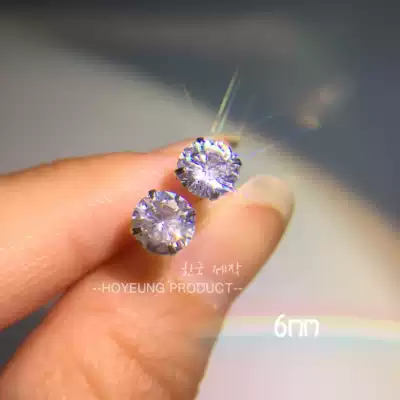 S925 sterling silver four claw ear needle big Japanese Korean tide simple personality earrings earrings anti allergy Super Flash men and women