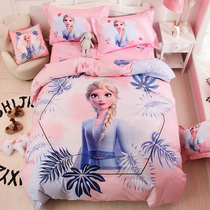 Thickened brushed four-piece set cotton bedding autumn and winter bed linen quilt cover cartoon childrens three-piece set female
