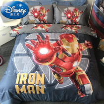 Iron Man Childrens Four-piece Cotton Boy Iron Man Bed Sheet Cotton Student Dormitory Cartoon Three-piece Set