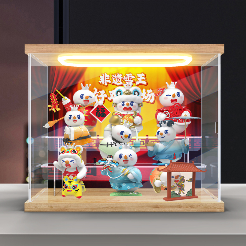 Suitable for Mixue Ice Cream Snow King Intangible Cultural Heritage Series Blind Box Figurine Desktop Decoration Lighted Acrylic Storage Box