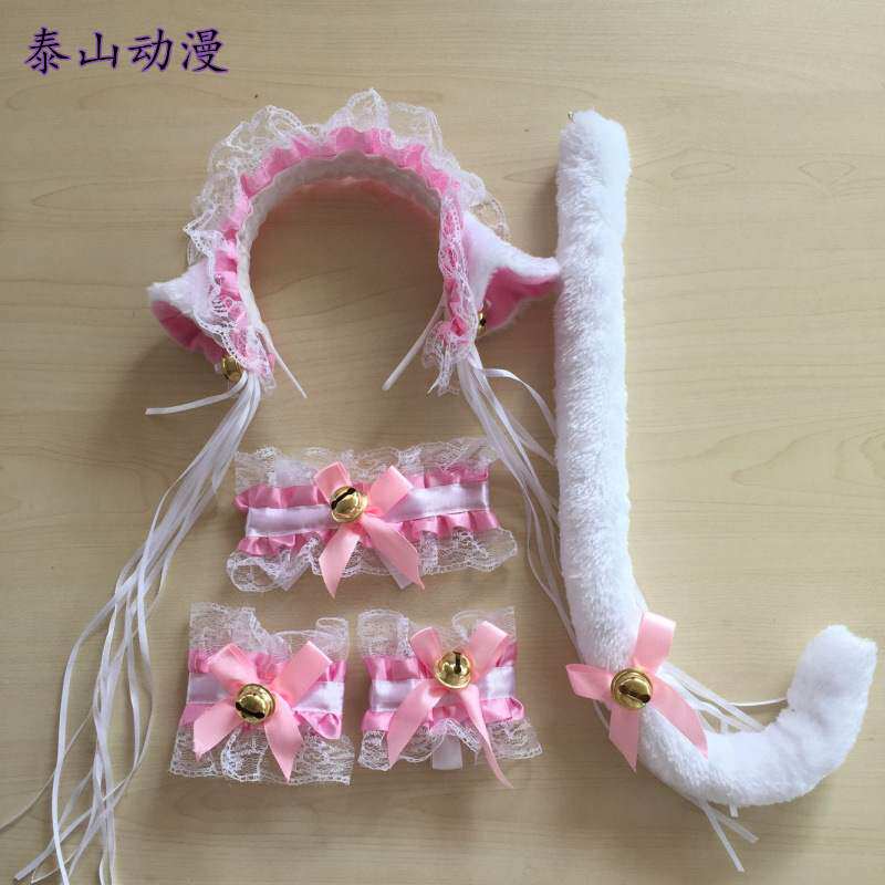 Кружевый костюм белый порошок+хвост кошки