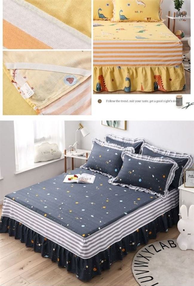 Cotton Four Seasons Bed Skirt One Piece Bed Cover Cotton Pure Bed Cover Anti-slip Protection Bìa 1.5m / 1.8m Ren Sheet Cover Skirt - Váy Petti