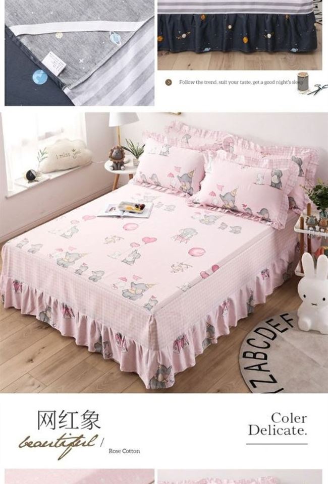 Cotton Four Seasons Bed Skirt One Piece Bed Cover Cotton Pure Bed Cover Anti-slip Protection Bìa 1.5m / 1.8m Ren Sheet Cover Skirt - Váy Petti