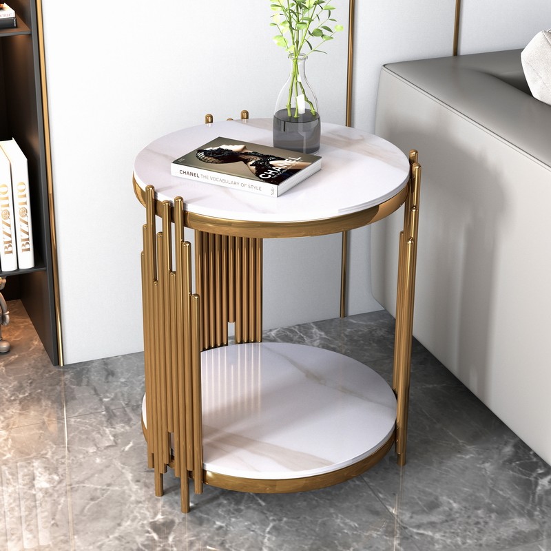 Stainless Steel Light Lavish Side Several Living-room Sofa Rockboard Corner A Few Metal Round Table Rear Modern Minima Casual Side Cabinet