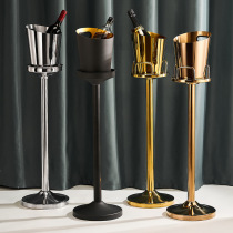 Stainless steel champagne ice bucket with shelf hotel banquet decoration ornaments for beer and red wine vertical floor-standing ice bucket