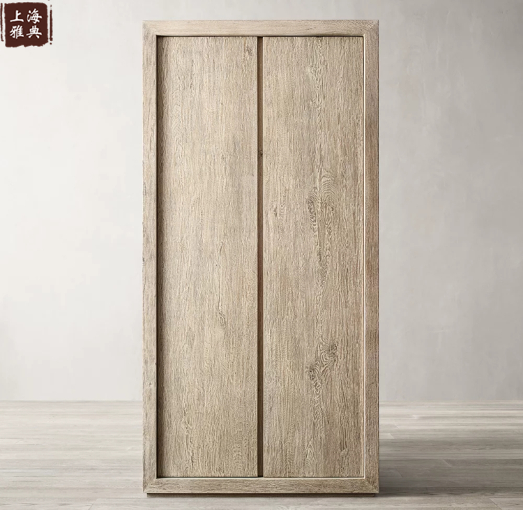 RH American Solid Wood Dining Side Cabinet Fa Style Doing Old Retro Wardrobe Locker Imitation Ancient Two Doors Carved Flower Containing Cabinet Customisation-Taobao