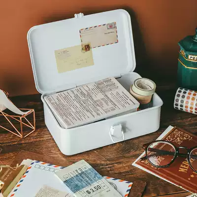 Miscellaneous Ah ins simple white desktop dustproof retro iron storage box hand account stationery skin care storage box