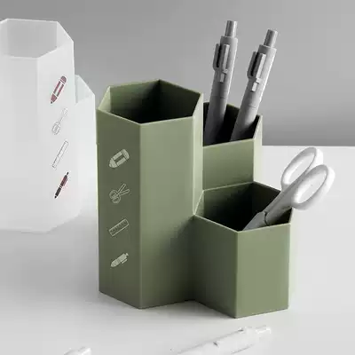 Miscellaneous Morandi color pen holder geometry porous Nordic desktop storage box cosmetics office student stationery stand