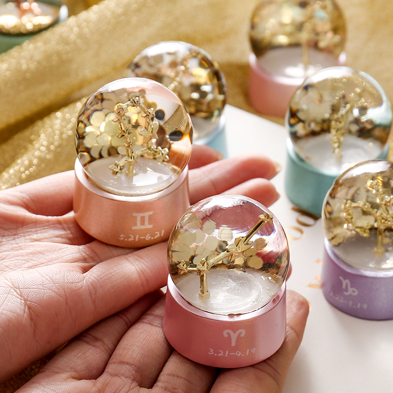 Miscellaneous twelve constellations mini resin transparent crystal ball girls' festival girlfriends birthday gifts desktop small ornaments