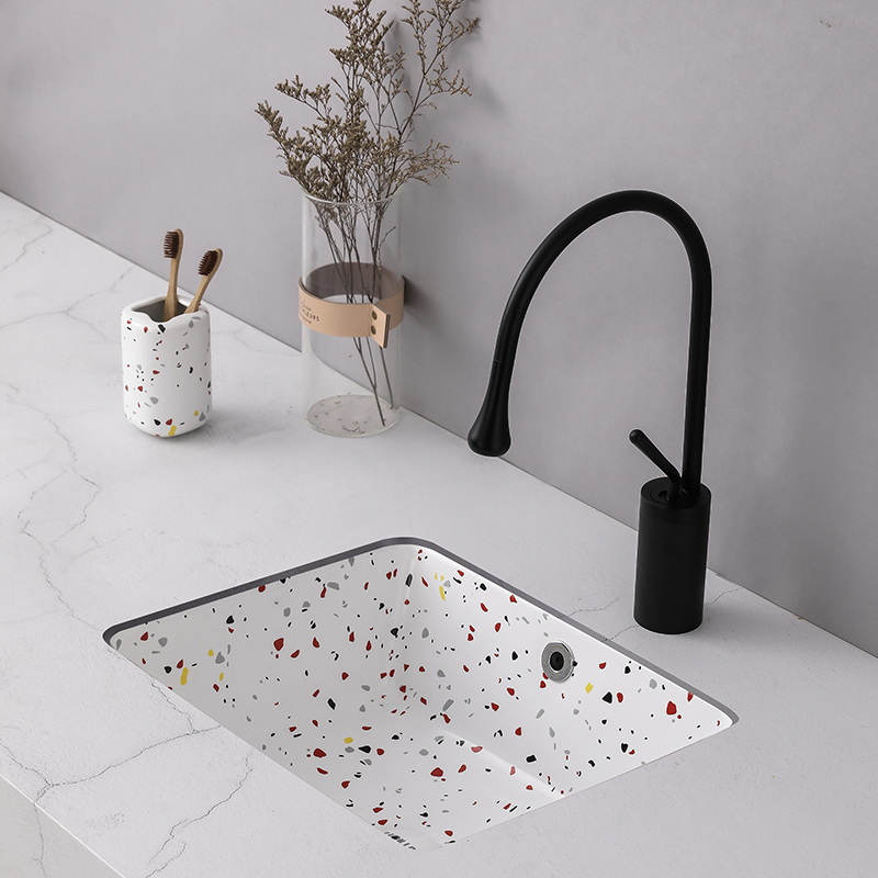 In-stage basin embedded washbasin ceramic flat bottom square basin make-up room Home Nordic small Number of round sinks