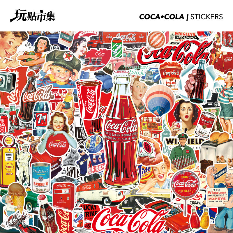 Retro nostalgic cola tide brand personality stickers suitcase luggage stickers computer refrigerator guitar skateboard waterproof
