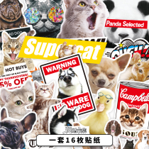  Cartoon cute personality cat and dog animal Husky stickers Suitcase stickers Laptop refrigerator waterproof stickers