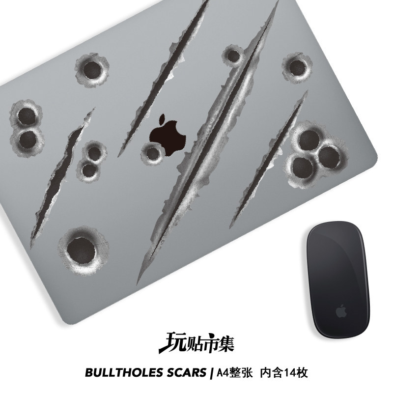 Personality trend bullet hole scar cool stickers suitcase suitcase stickers computer decorative stickers waterproof