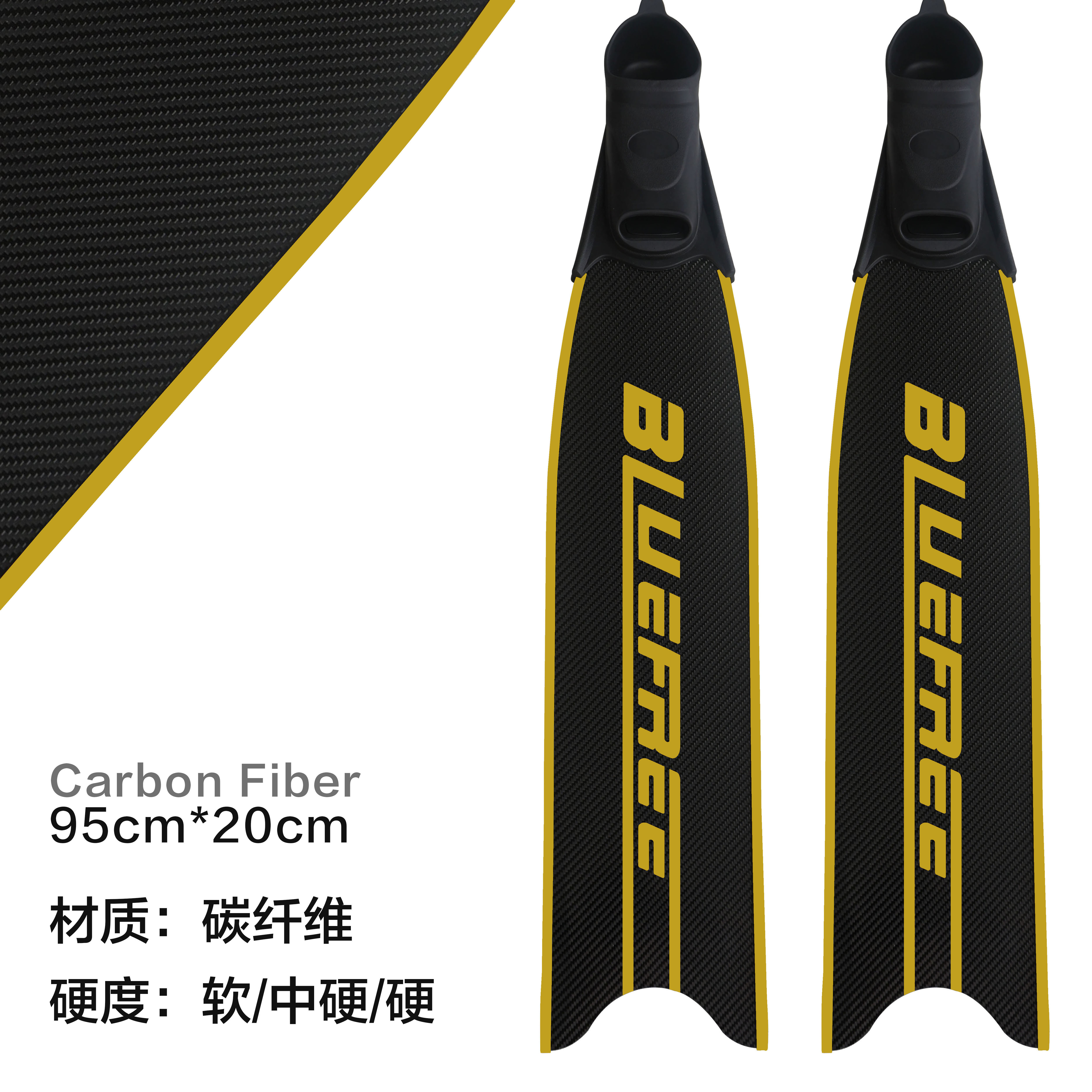 BlueFreeプロ仕様のフリーダイビング用純カーボンファイバー製ロングフィン、Leaderfins Mantraの釣り・狩猟用具