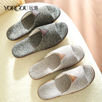 Far Hong Kong cotton linen slippers household female summer home couple indoor men non-slip soft bottom hospitality home cool Four Seasons