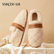 Far port All-bag heel cotton slippers Women Winter Warmth Indoor home Use non-slip thickened Gfloss cotton shoes Mens winter