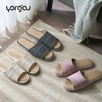 Far Hong Kong linen slippers household female summer home couple indoor men non-slip waterproof Puskin floor slippers four seasons