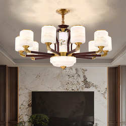 All-Copper New Chinese-Style Living Room Chandelier, High-End Villa Lobby Main Light, Classical Zen Modern Chinese-Style Solid Wood Dining Room Light