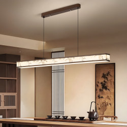 New Chinese-Style Restaurant Chandelier, Song Dynasty Aesthetics, Zen Tea Room Dining Table Lamp, 2026 New Model, Linear Fabric Lighting Fixture