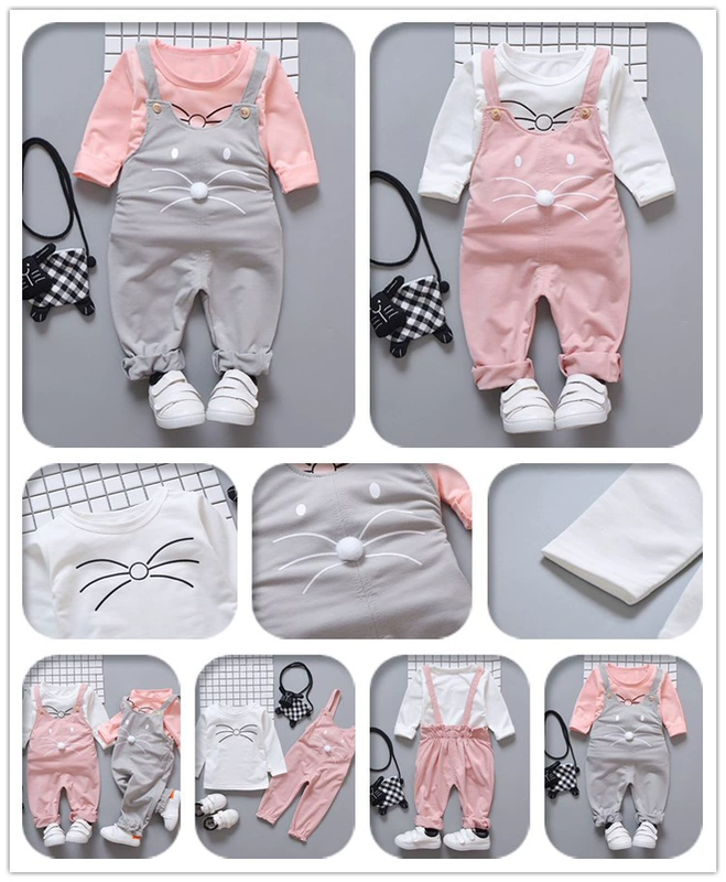 Mới bé gái 0 bộ đồ hoạt hình 1-3 tuổi 6 trẻ sơ sinh 2018 mẫu mùa xuân khóa kéo phù hợp với áo ba lỗ