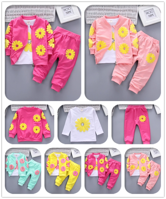 Mới bé gái 0 bộ đồ hoạt hình 1-3 tuổi 6 trẻ sơ sinh 2018 mẫu mùa xuân khóa kéo phù hợp với áo ba lỗ