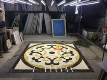 Gold-plated Brick Guest Restaurant Porch 2400 * 2400mm Porcelain Floor Tiles Round Flower