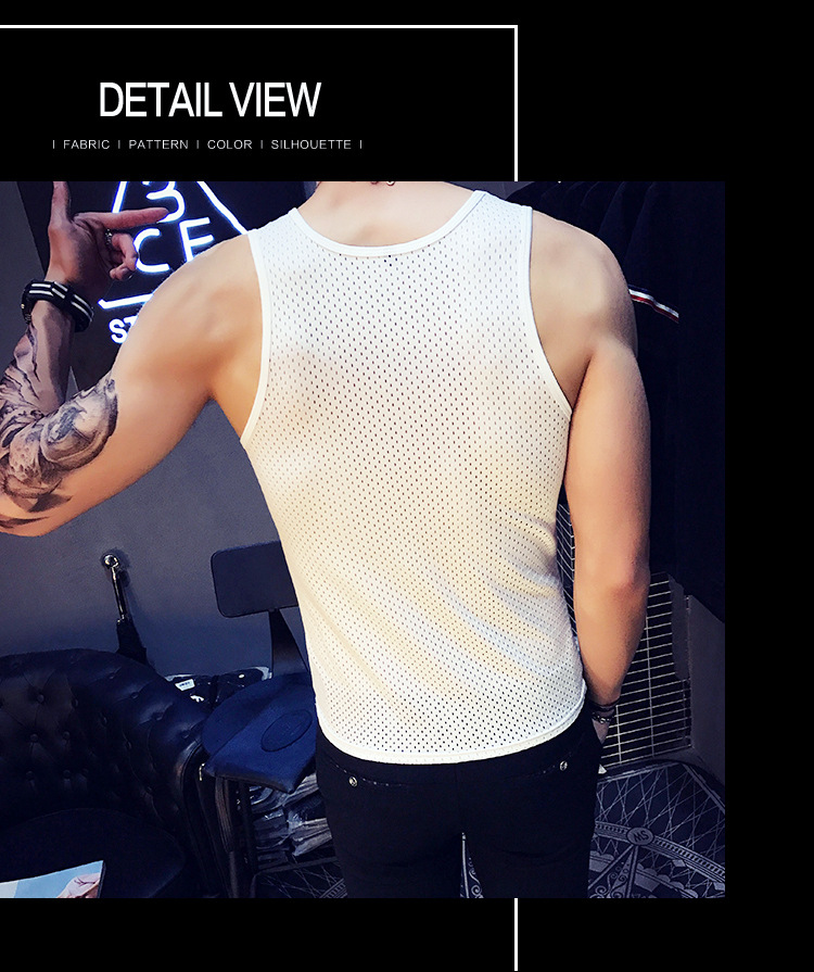 New M-5XL vest hộp đêm kiểu nam mạnh mẽ Anh gió cỡ lớn rỗng phiên bản Hàn Quốc của áo vest tự tu luyện B03P20 áo lót thể thao 