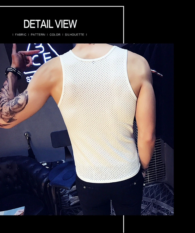 New M-5XL vest hộp đêm kiểu nam mạnh mẽ Anh gió cỡ lớn rỗng phiên bản Hàn Quốc của áo vest tự tu luyện B03P20 áo thể dục