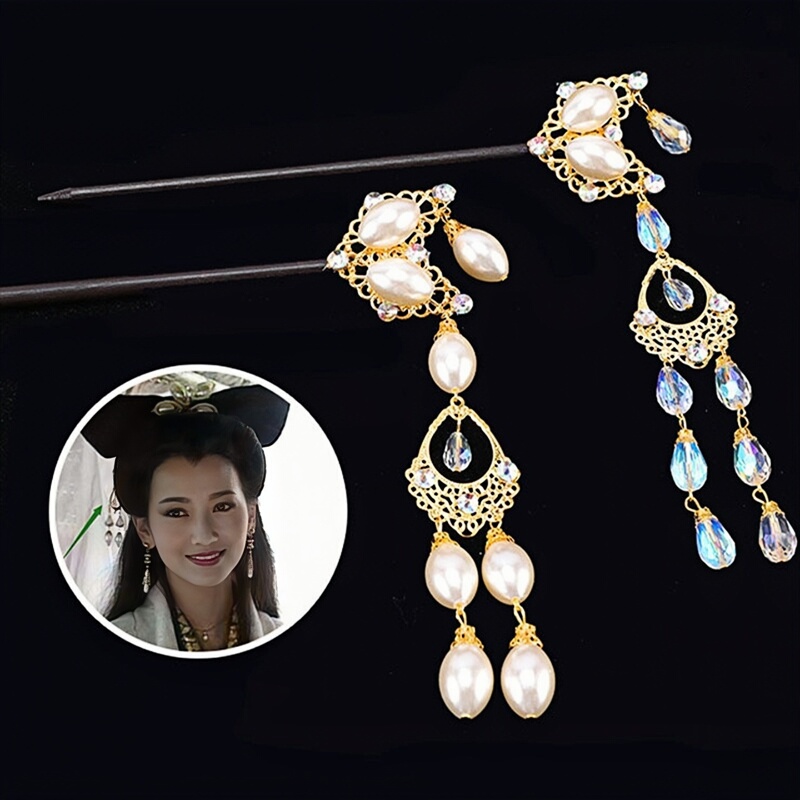 Original Wig Hairpin Han Dynasty White Beads Hairpin Ancient Costume Hair Accessories Palace Retro Style White Girl Bead Hairpin Original Wig Hairpin Han Dynasty White Beads Hairpin Ancient Costume Hair Accessories Palace Retro Style White Girl Bead Hairpin