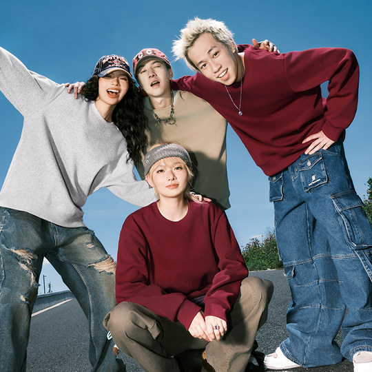 New Chinese Style Men's Sweatshirt 2025 Spring Collection, Long-Sleeve Pullover, Youth Solid Color Jacket C